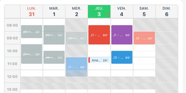 Vue Semaine : les révisions placées sur des créneaux horaires